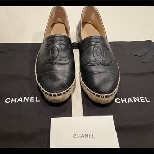 Authentic Chanel black espadrilles size 36.